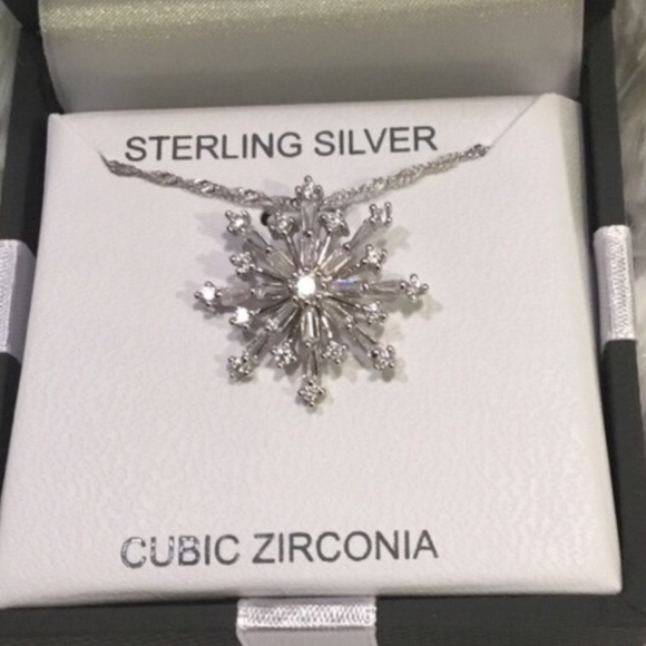 Snowflake Jewelry set Sterling Silver Cubic Zirconia gift boxed - Picture 2 of 9